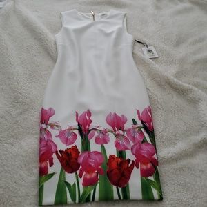 Orchid print Calvin Klein dress